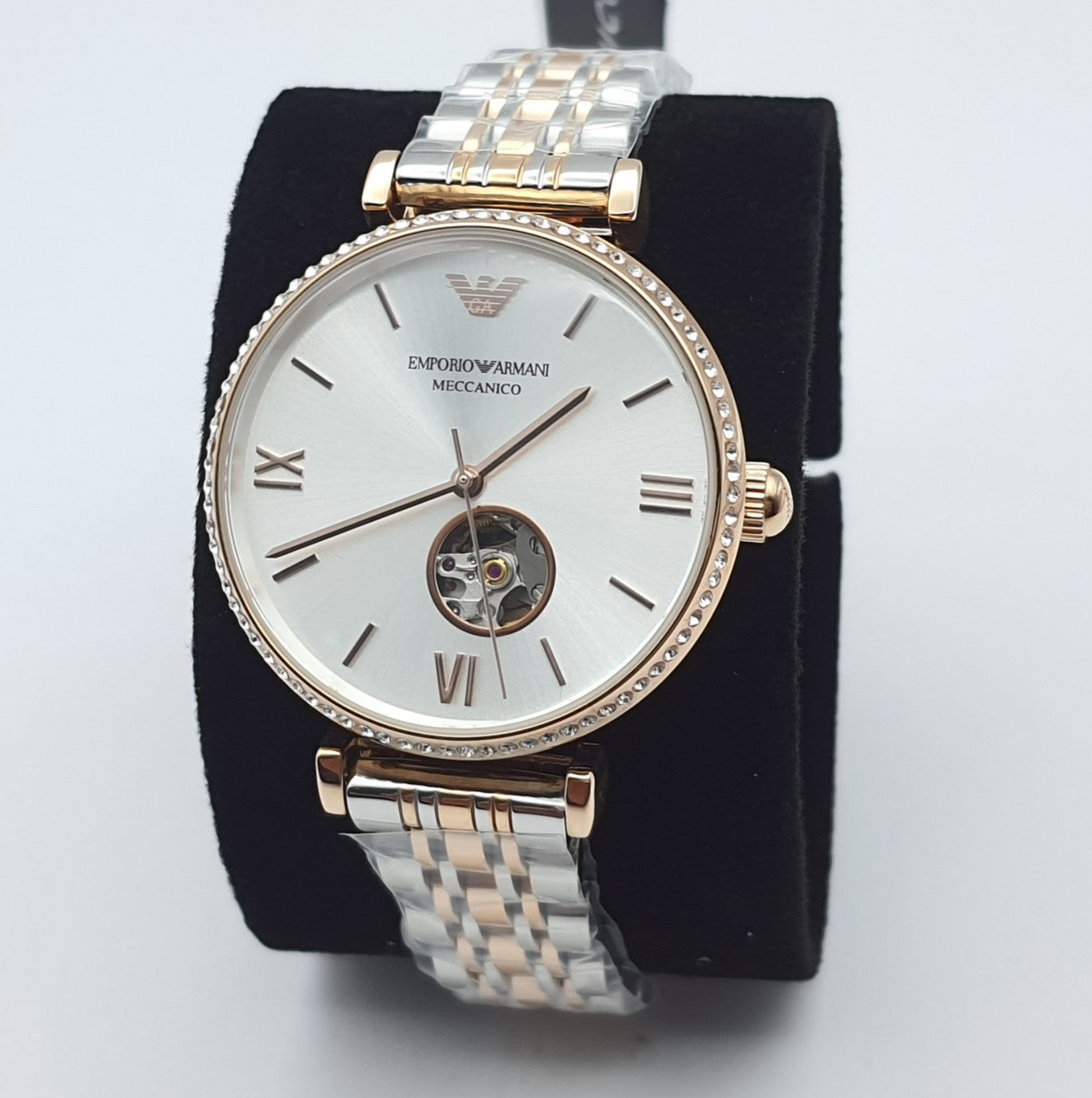  Shop Authentic Emporio Armani Gianni T-Bar Analog White Dial Two Tone Steel Strap Watch For Women - AR60019 - Luxxuri