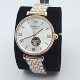  Shop Authentic Emporio Armani Gianni T-Bar Analog White Dial Two Tone Steel Strap Watch For Women - AR60019 - Luxxuri