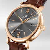  Shop Authentic IWC Portofino Automatic Grey Dial Brown Leather Strap Watch for Men - IW356511 - Luxxuri
