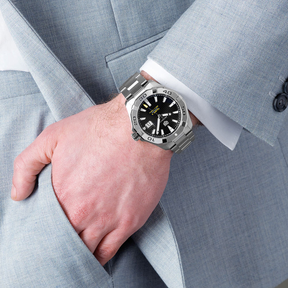  Shop Authentic Tag Heuer Aquaracer Automatic Black Dial Silver Steel Strap Watch for Men - WAY2010.BA0927 - Luxxuri