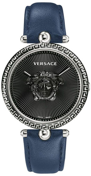  Shop Authentic Versace Palazzo Empire Black Dial Blue Leather Strap Watch for Women - VCO080017 - Luxxuri