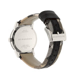  Shop Authentic Burberry The City White Dial Black Haymarket Leather Strap Watch for Women - BU9150 - Luxxuri
