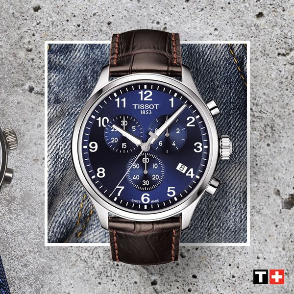  Shop Authentic Tissot Chrono XL Classic Blue Dial Brown Leather Strap Watch For Men - T116.617.16.047.00 - Luxxuri