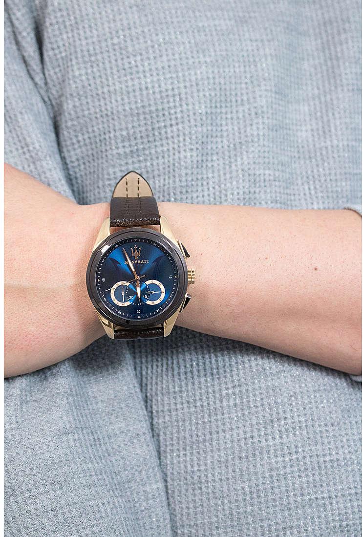  Shop Authentic Maserati Traguardo Chronograph Blue Dial Brown Leather Strap Watch For Men - R8871612024 - Luxxuri