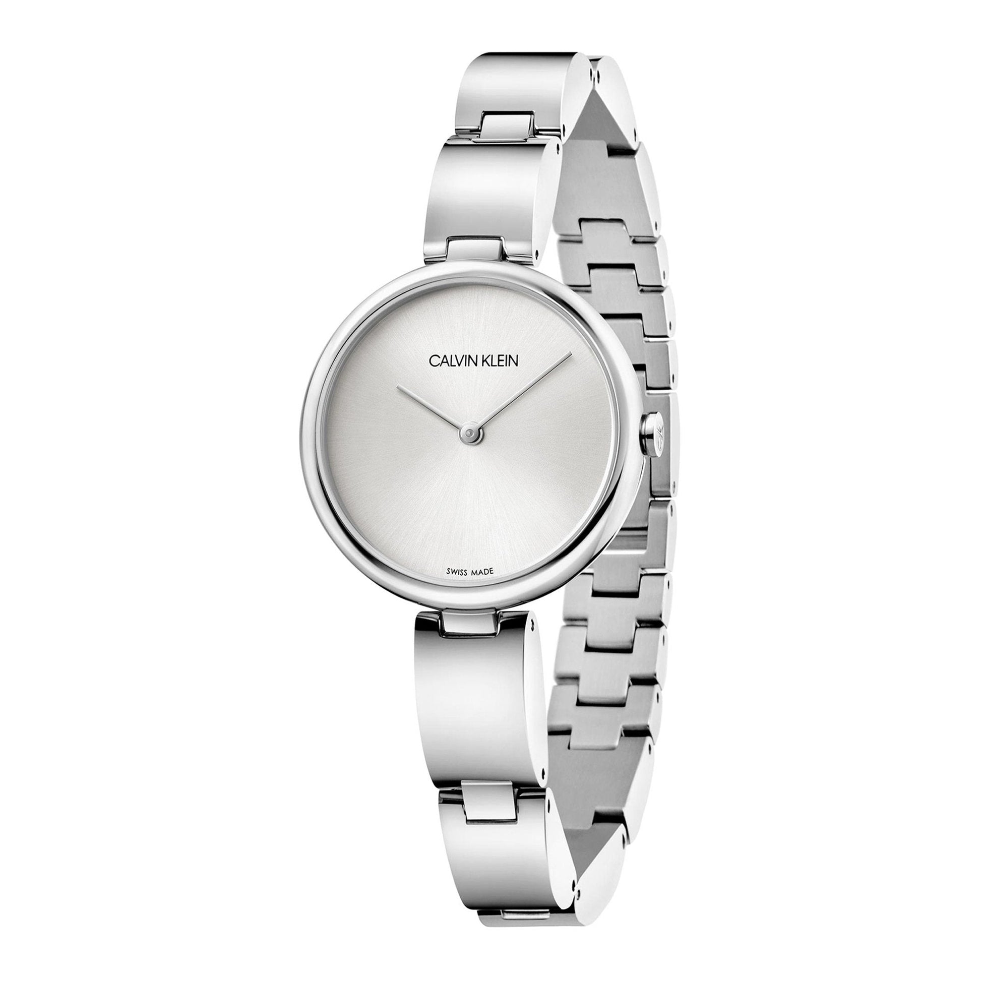  Shop Authentic Calvin Klein Wavy Silver Dial Silver Steel Strap Watch for Women - K9U23146 - Luxxuri