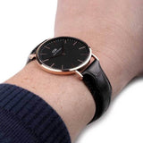  Shop Authentic Daniel Wellington Classic Sheffield Black Dial Black Leather Strap Watch For Men - DW00100127 - Luxxuri