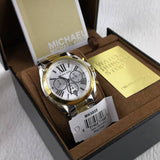  Shop Authentic Michael Kors Bradshaw Chronograph Silver Dial Two Tone Steel Strap Watch For Women - MK5855 - Luxxuri