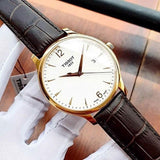  Shop Authentic Tissot T Classic Tradition White Dial Brown Leather Strap Watch For Men - T063.610.36.037.00 - Luxxuri