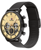  Shop Authentic Tommy Hilfiger Legend Chronograph Gold Dial Black Mesh Bracelet Watch For Men - 1710568 - Luxxuri