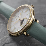  Shop Authentic Fossil Jacqueline Analog Moonphase Mother of Pearl White Dial Green Leather Strap Watch for Women - ES5168 - Luxxuri