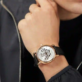  Shop Authentic Emporio Armani Meccanico Skeleton Silver Dial Black Leather Strap Watch For Men - AR60031 - Luxxuri