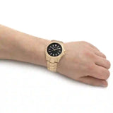  Shop Authentic Michael Kors Everest Three-Hand Black Dial Gold Steel Strap Watch For Men - MK9078 - Luxxuri