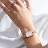  Shop Authentic Daniel Wellington Quadro Melrose White Dial Gold Mesh Strap Watch For Women - DW00100431 - Luxxuri