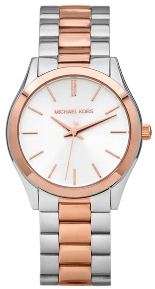  Shop Authentic Michael Kors Runway White Dial Two Tone Stainless Steel Strp Watch for Women - MK3204A - Luxxuri