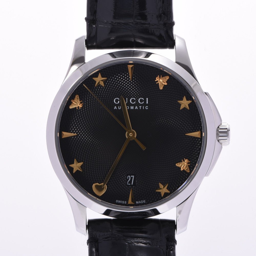  Shop Authentic Gucci G Timeless Automatic Black Dial Black Leather Strap Watch For Women - YA126469 - Luxxuri