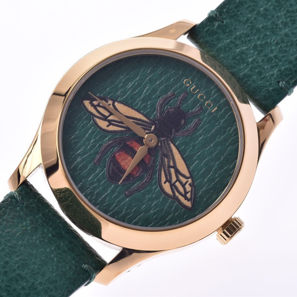  Shop Authentic Gucci G Timeless Bee Green Dial Green Leather Strap Watch For Women - YA1264065 - Luxxuri
