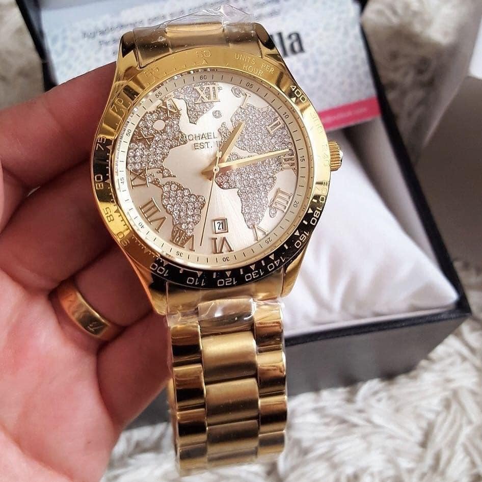  Shop Authentic Michael Kors Layton Chronograph Gold Dial Gold Steel Strap Watch for Women - MK5959 - Luxxuri