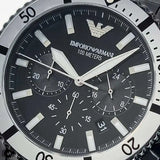  Shop Authentic Emporio Armani Diver Chronograph Black Dial Black Steel Strap Watch For Men - AR80050 - Luxxuri