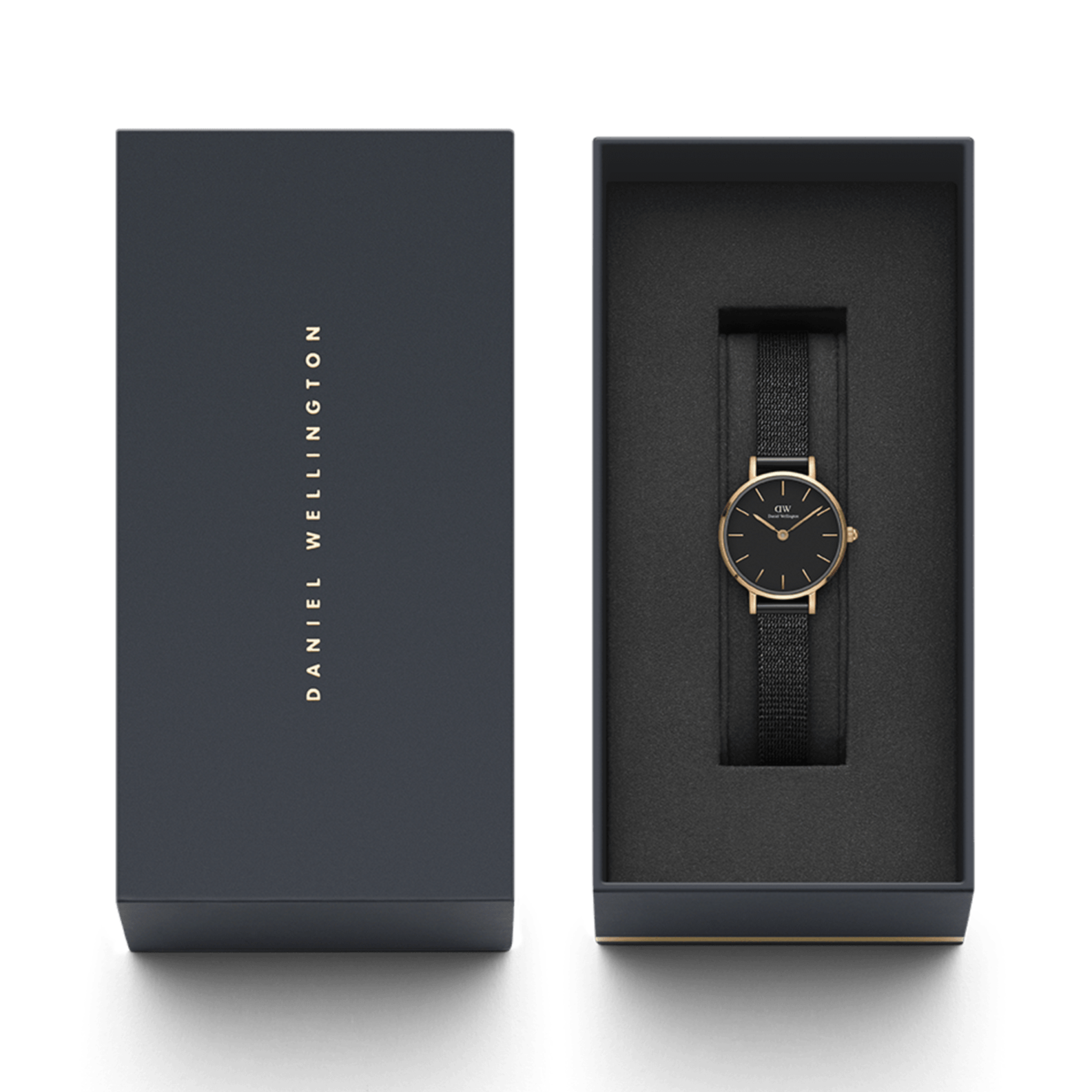  Shop Authentic Daniel Wellington Classic Petite Pressed Ashfield Black Dial Black Mesh Bracelet Watch For Women - DW00100441 - Luxxuri