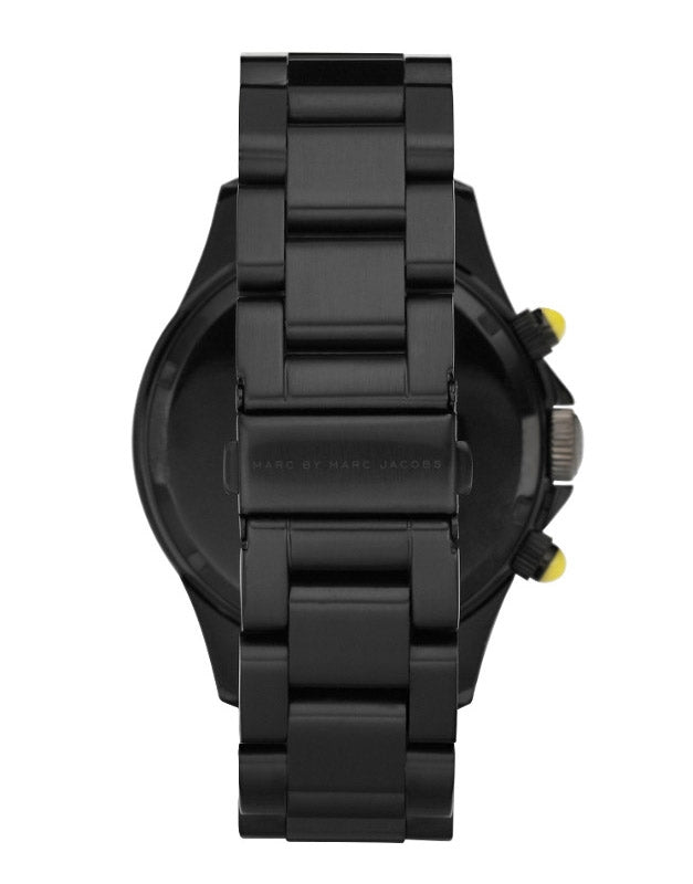 Marc Jacobs Rock Chronograph Black Dial Black Steel Strap Watch for Men - MBM5026