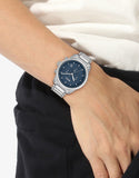  Shop Authentic Hugo Boss Trace Chronograph Quartz Blue Dial Silver Steel Strap Watch For Men - 1514007 - Luxxuri