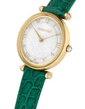  Shop Authentic Swarovski Crystalline Wonder Silver Dial Green Leather Strap Watch for Women - 5656893 - Luxxuri