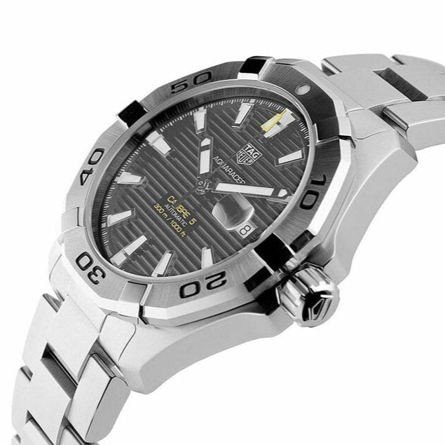  Shop Authentic Tag Heuer Aquaracer Automatic Black Dial Silver Steel Strap Watch for Men - WAY2010.BA0927 - Luxxuri
