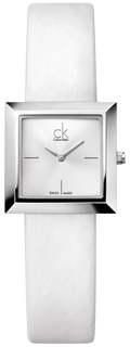  Shop Authentic Calvin Klein Mark Silver Dial White Leather Strap Watch for Women - K3R231L6 - Luxxuri