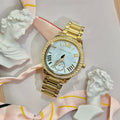 Michael Kors Sage Three-Hand Mother of Pearl White Dial Gold Steel Strap Watch for Women - MK4805