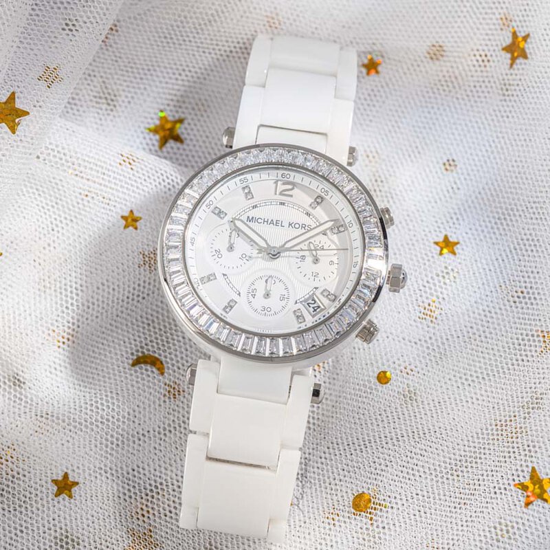  Shop Authentic Michael Kors Parker White Dial White Leather Strap Watch for Women - MK5848 - Luxxuri