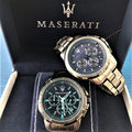  Shop Authentic Maserati Successo Chronograph Blue Dial Black Steel Strap Watch For Men - R8873621005 - Luxxuri