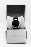  Shop Authentic Calvin Klein Infinity Automatic Black Dial Black Leather Strap Watch for Men - K5S341C1 - Luxxuri