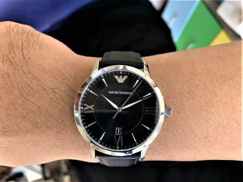  Shop Authentic Emporio Armani Giovanni Analog Black Dial Black Leather Strap Watch For Men - AR11210 - Luxxuri