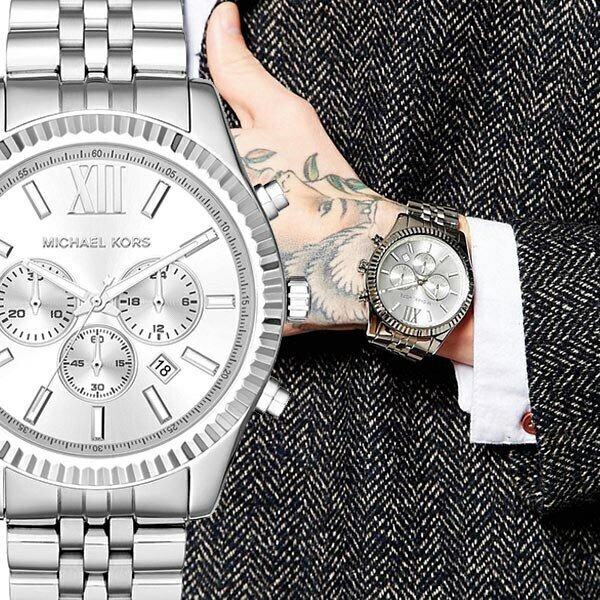  Shop Authentic Michael Kors Lexington Silver Dial Silver Steel Strap Watch for Men - MK8405 - Luxxuri