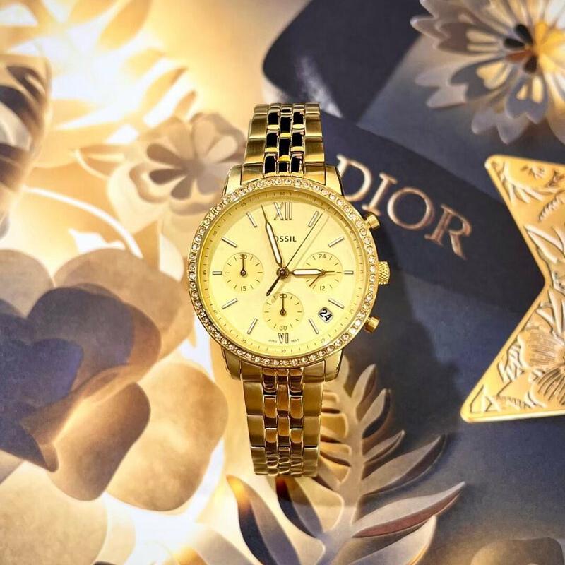  Shop Authentic Fossil Neutra Chronograph Gold Dial Gold Steel Strap Watch for Women - ES5219 - Luxxuri