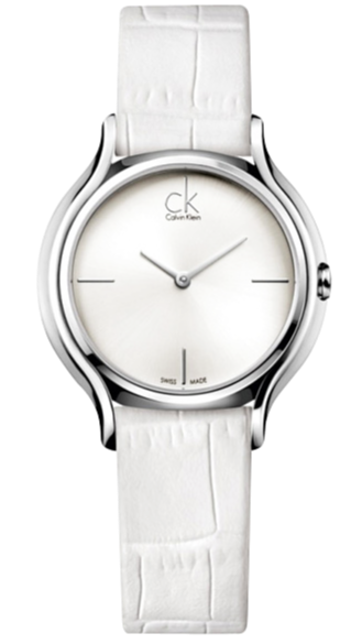  Shop Authentic Calvin Klein Skirt White Dial White Leather Strap Watch for Women - K2U231K6 - Luxxuri