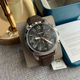  Shop Authentic Fossil Grant Chronograph Black Dial Brown Leather Strap Watch for Men - FS4813 - Luxxuri