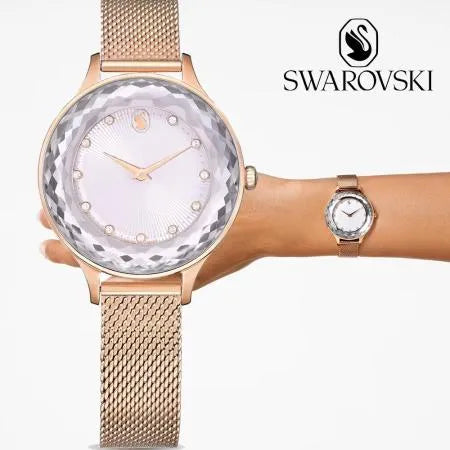  Shop Authentic Swarovski Octea Nova Silver Dial Rose Gold Mesh Strap Watch for Women - 5650011 - Luxxuri