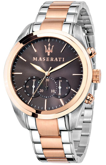  Shop Authentic Maserati Traguardo Chronograph Brown Dial Two Tone Steel Strap Men's Watch - R8873612003 - Luxxuri
