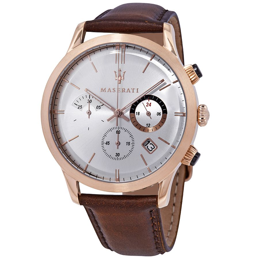  Shop Authentic Maserati Ricordo Chronograph Silver Dial Brown Leather Strap Watch For Men - R8871633002 - Luxxuri