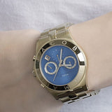  Shop Authentic Marc Jacobs Blade Chronograph Blue Dial Gold Steel Strap Watch for Women - MBM3307 - Luxxuri