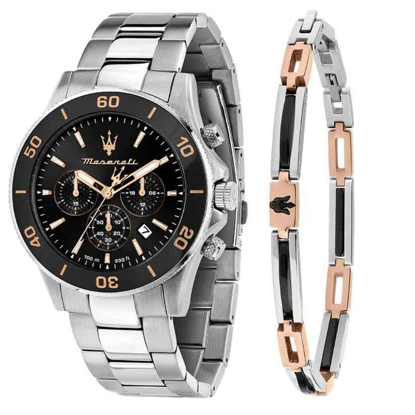  Shop Authentic Maserati Competizione Chronograph Black Dial Silver Steel Strap Watch For Men - R8873600003 - Luxxuri