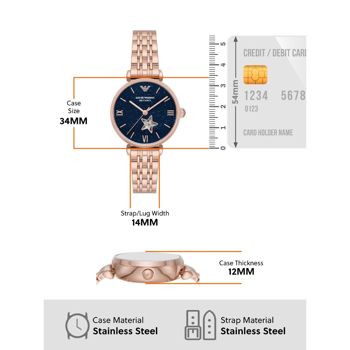  Shop Authentic Emporio Armani Meccanico Crystals Black Dial Rose Gold Steel Strap Watch For Women - AR60043 - Luxxuri