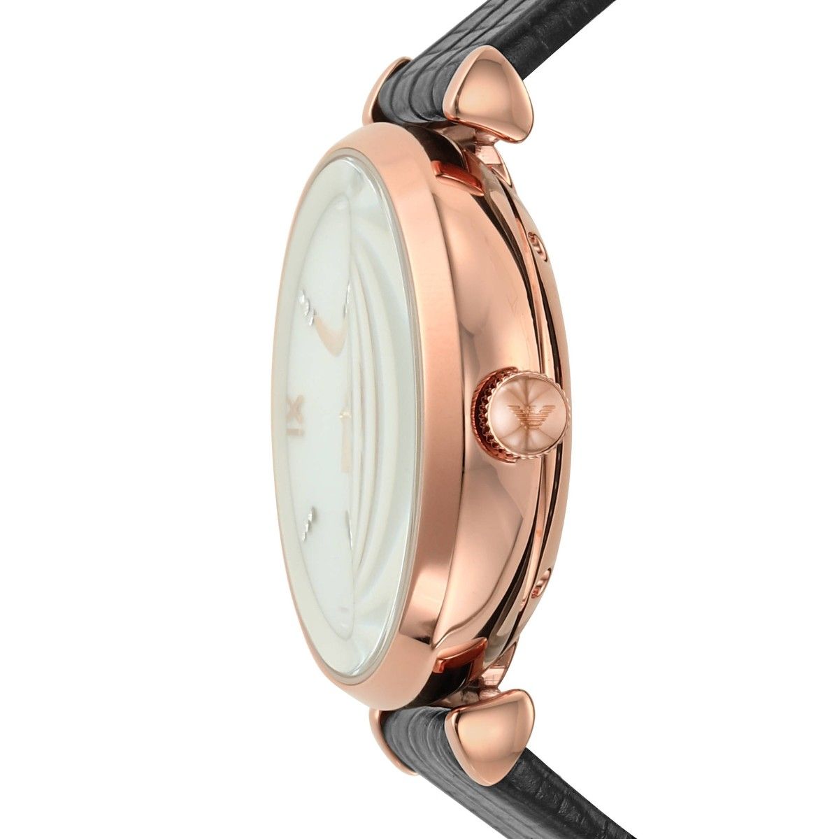  Shop Authentic Emporio Armani Gianni T Bar Mother of Pearl White Dial Black Leather Strap Watch For Women - AR60047 - Luxxuri