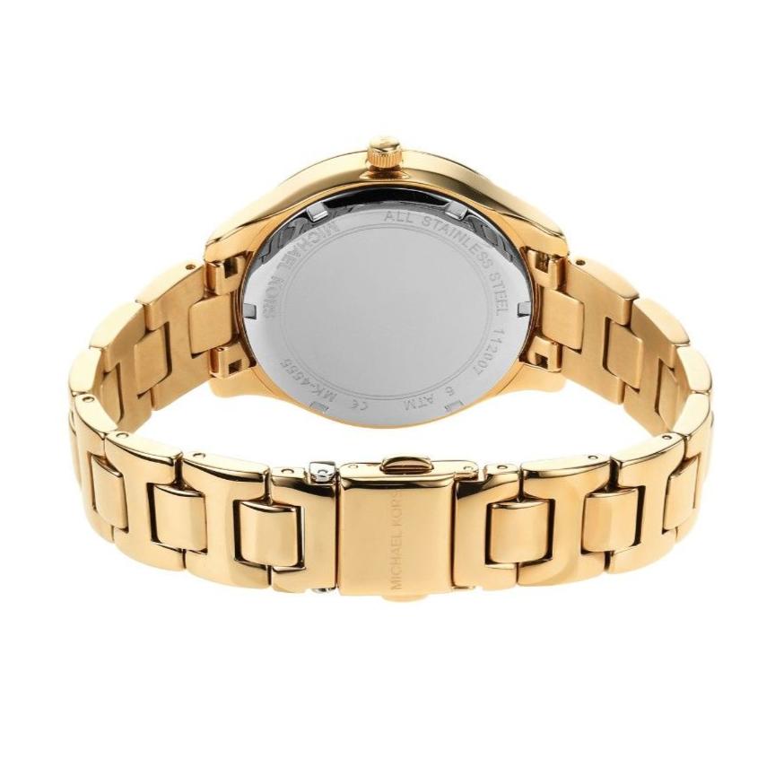  Shop Authentic Michael Kors Liliane Mother of Pearl White Dial Gold Steel Strap Watch For Women - MK4555 - Luxxuri