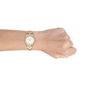  Shop Authentic Michael Kors Liliane Mother of Pearl White Dial Gold Steel Strap Watch For Women - MK4555 - Luxxuri
