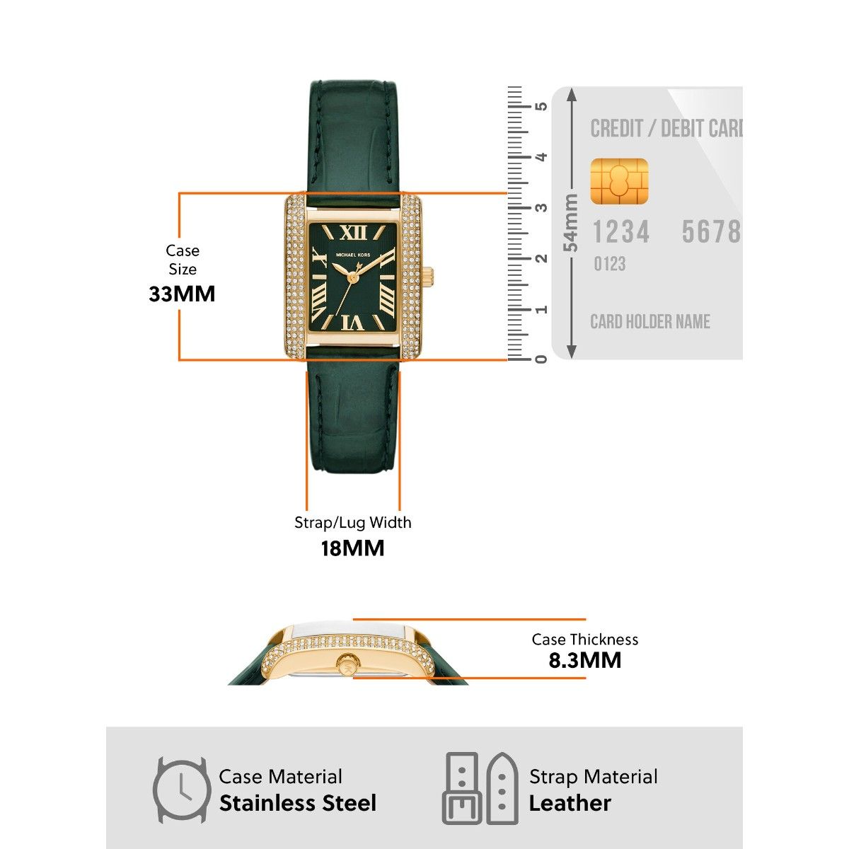  Shop Authentic Michael Kors Emery Quartz Diamonds Green Dial Green Leather Strap Watch For Women - MK4697 - Luxxuri