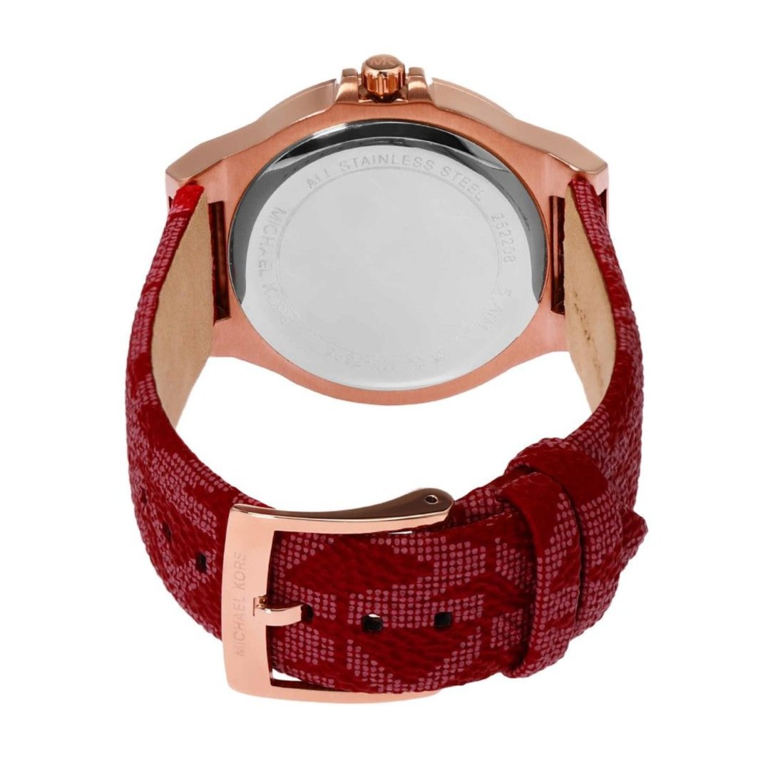  Shop Authentic Michael Kors Lennox Three Hand Silver Dial Red Leather Strap Watch For Women - MK7308 - Luxxuri