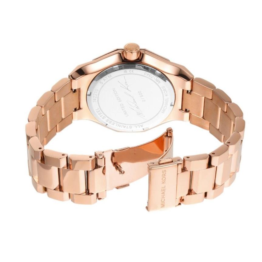  Shop Authentic Michael Kors Raquel Three-Hand Crystals Pink Dial Rose Gold Steel Strap Watch For Women - MK7343 - Luxxuri