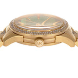  Shop Authentic Michael Kors Runway Three Hand Green Dial Gold Steel Strap Watch For Women - MK7390 - Luxxuri